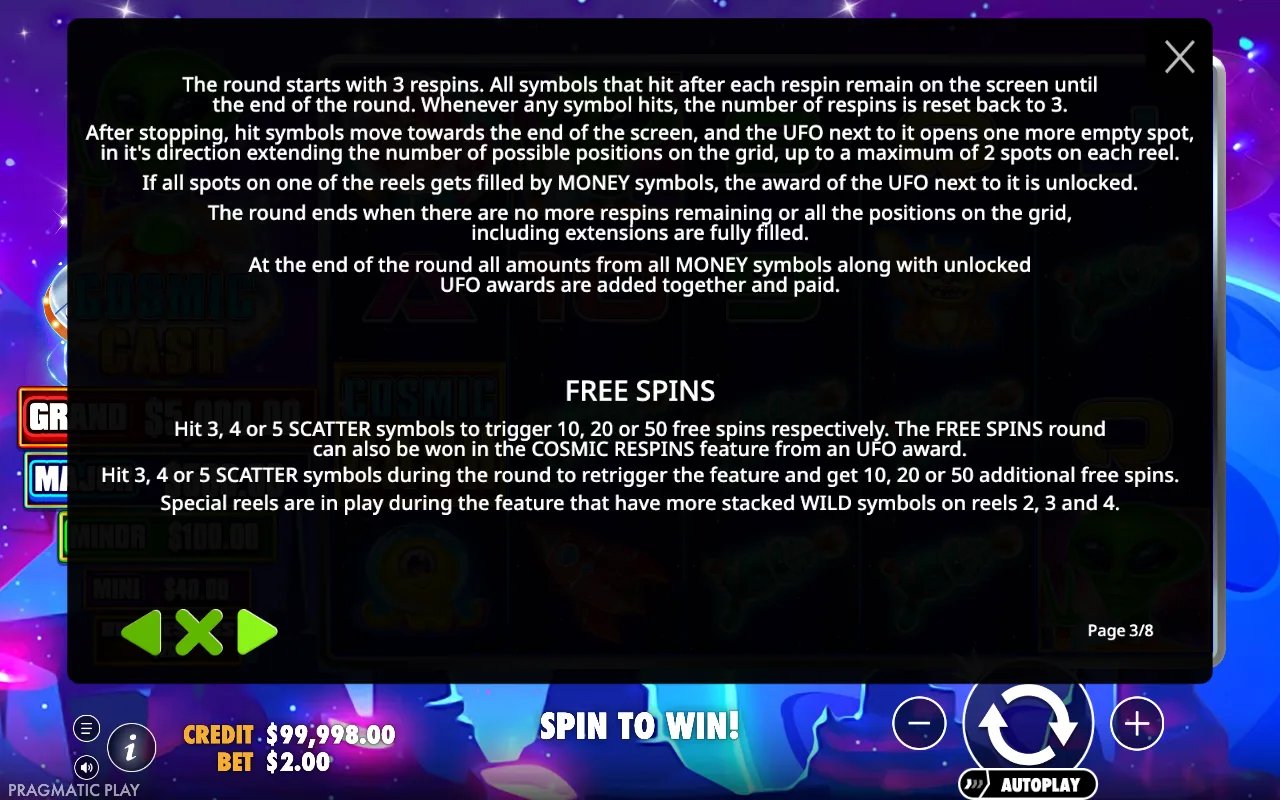 Game rules, page 3 — Cosmic Cash
