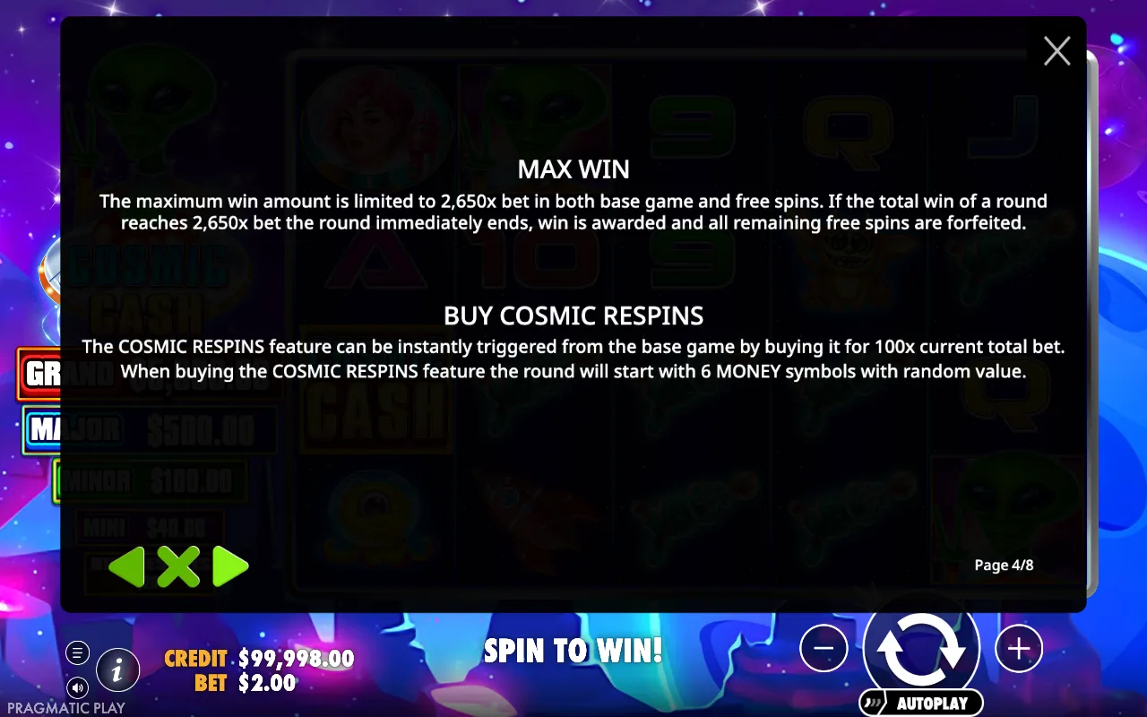 Max win — Cosmic Cash