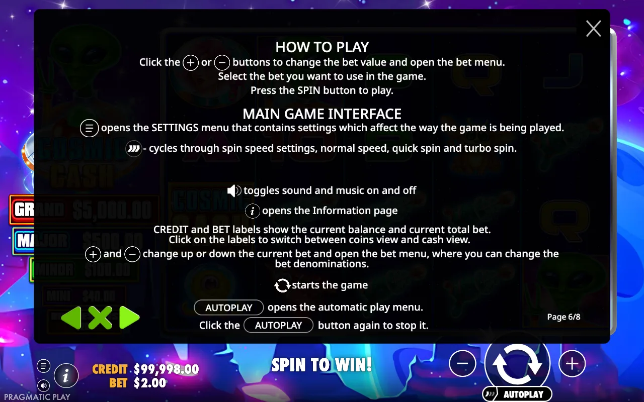 How to play — Cosmic Cash