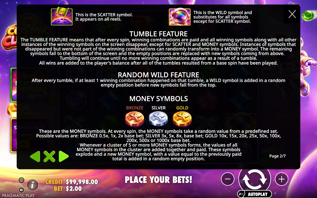 Tumble feature — Cosmic Clusters