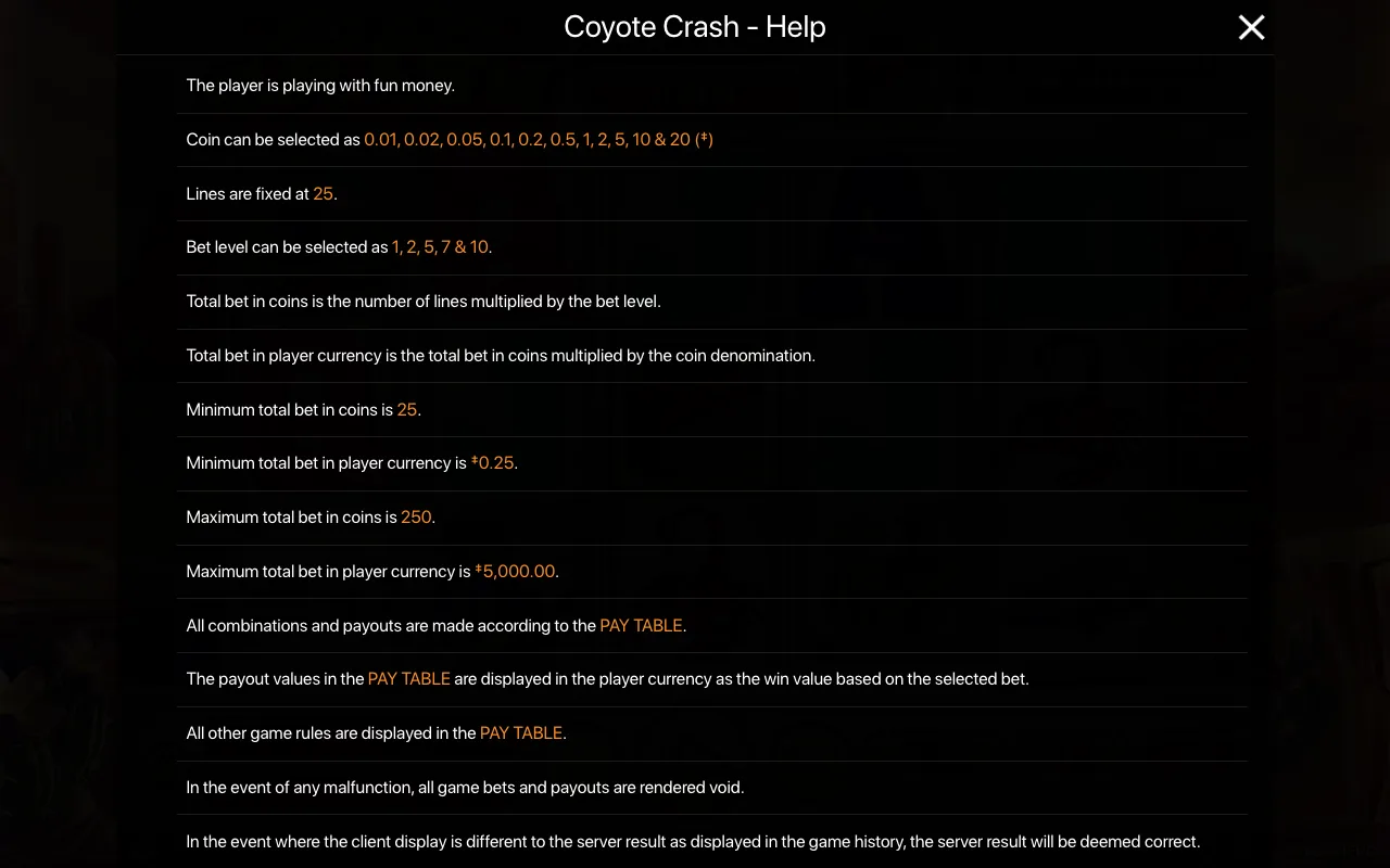 Game rules, page 1 — Coyote Crash