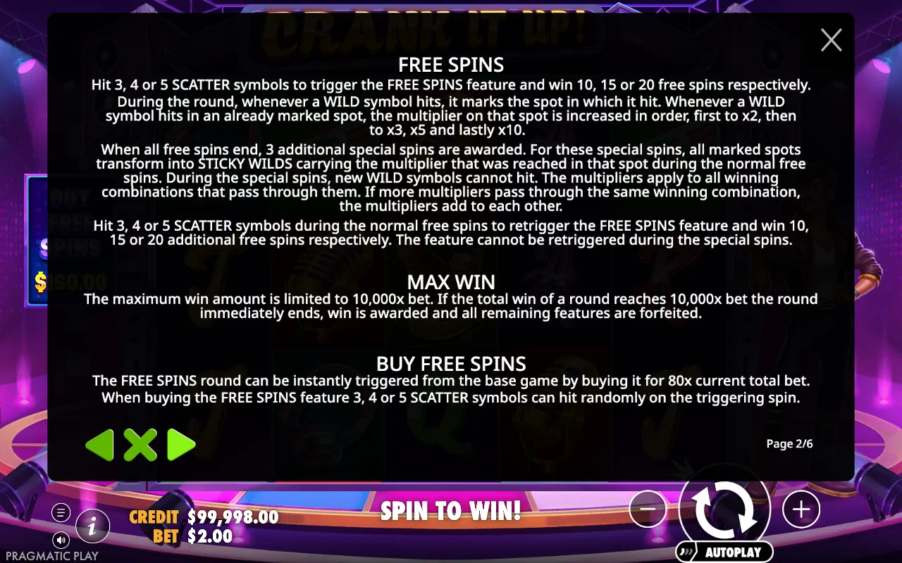 Free spins — Crank it Up