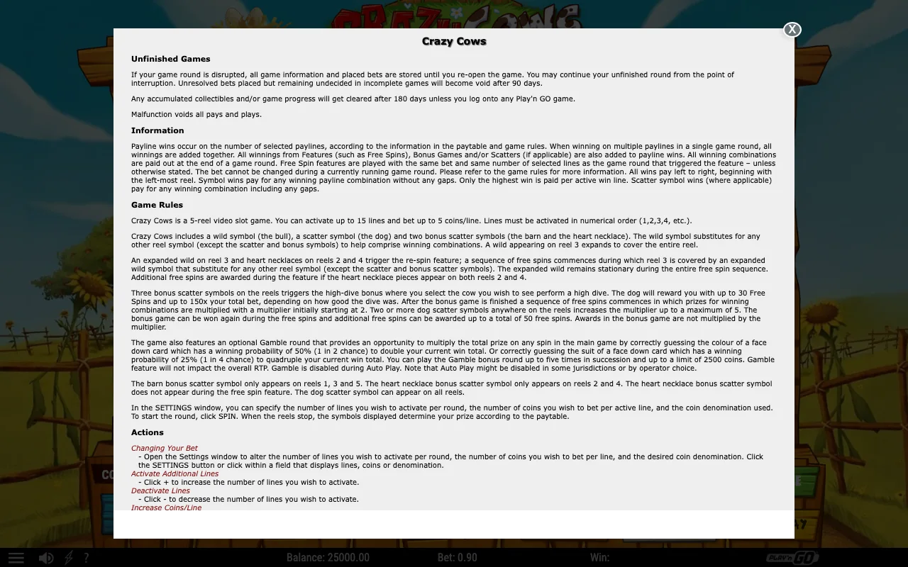 Game rules, page 1 — Crazy Cows