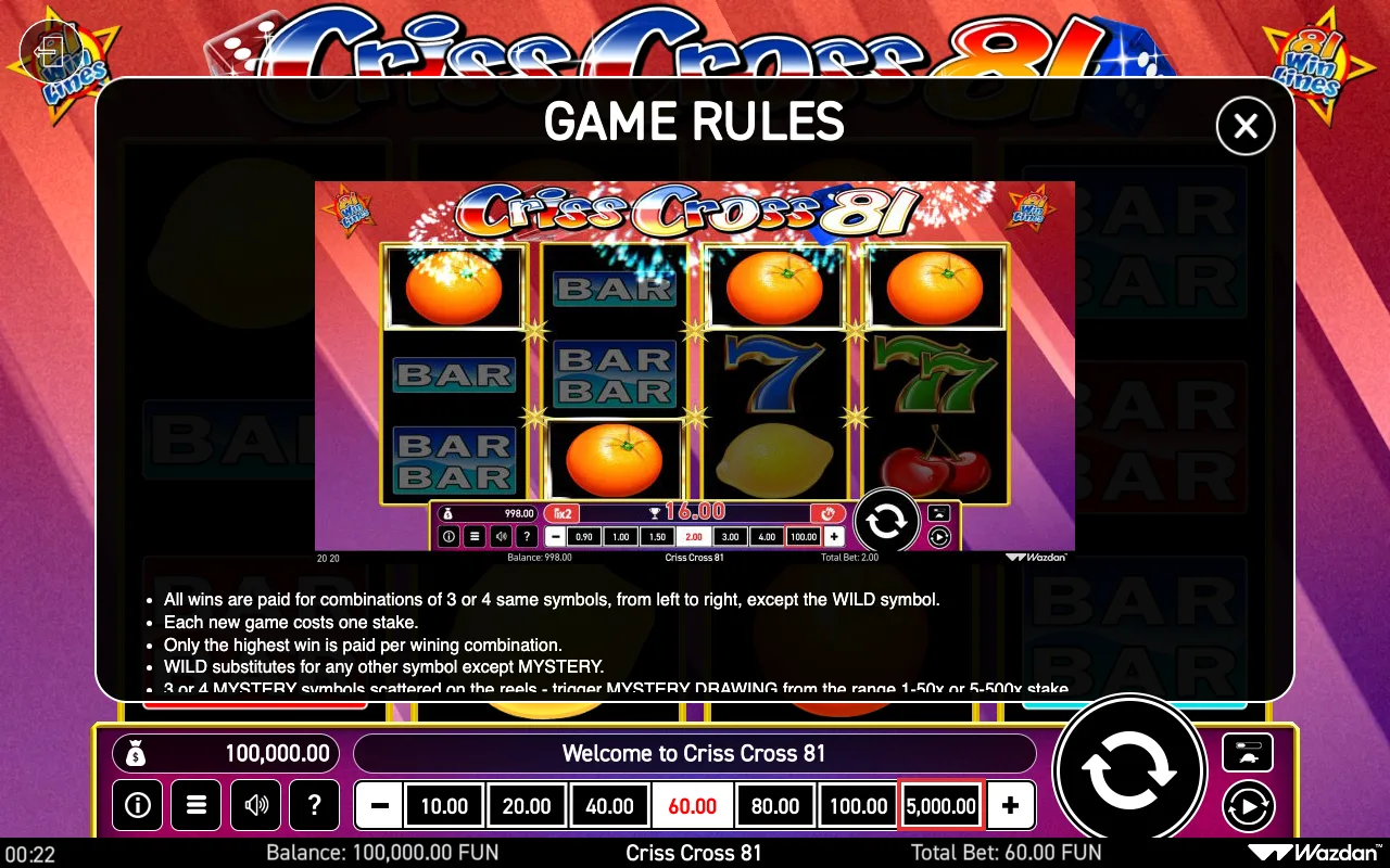 Game rules, page 2 — Criss Cross 81