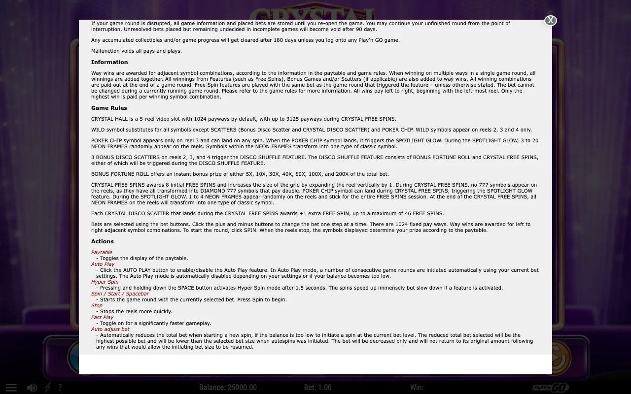 Game rules, page 2 — Crystal Hall