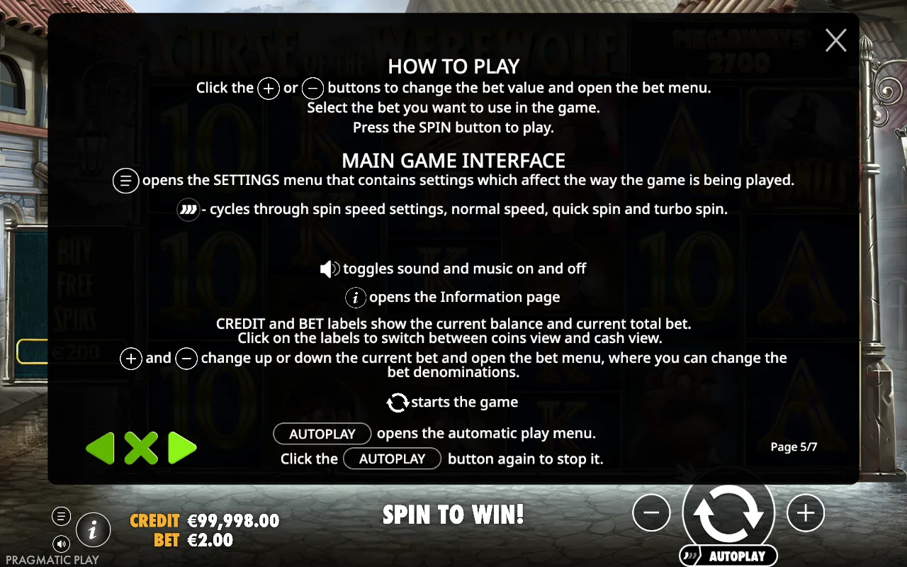 How to play — Curse of the Werewolf Megaways
