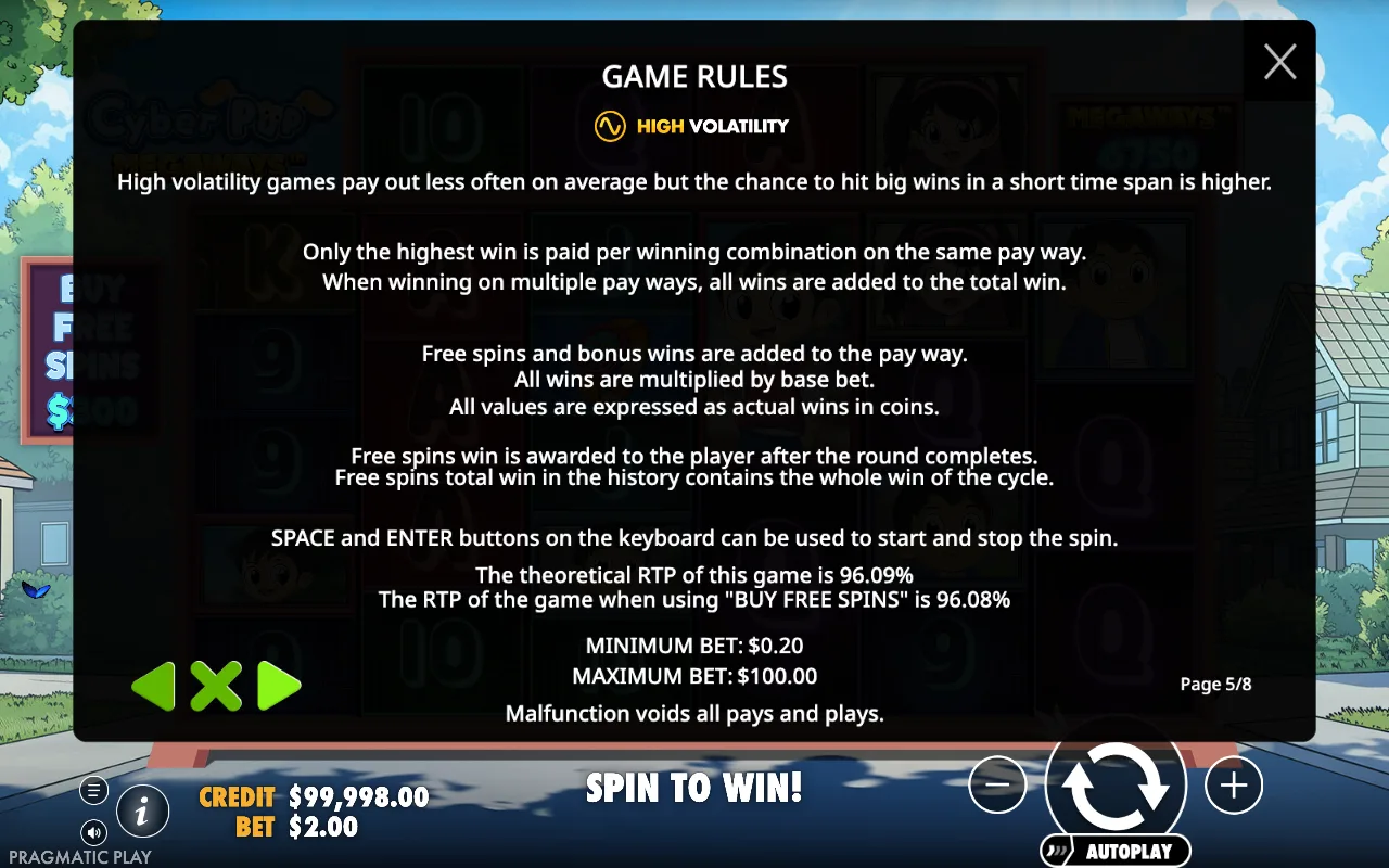 Game rules — Cyber Pup Megaways