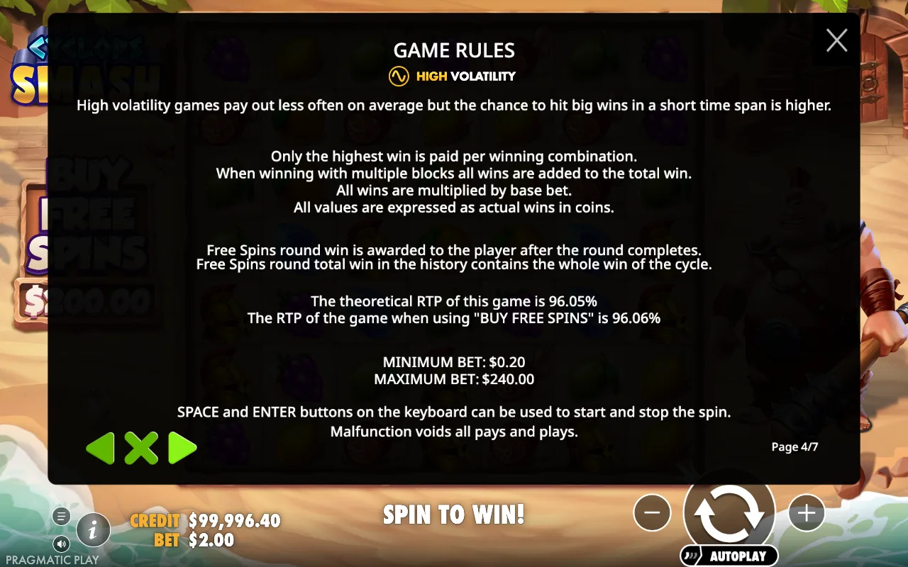 Game rules — Cyclops Smash