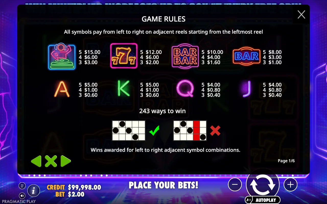 Game rules — Dance Party