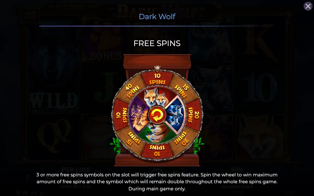 Free spins — Dark Wolf
