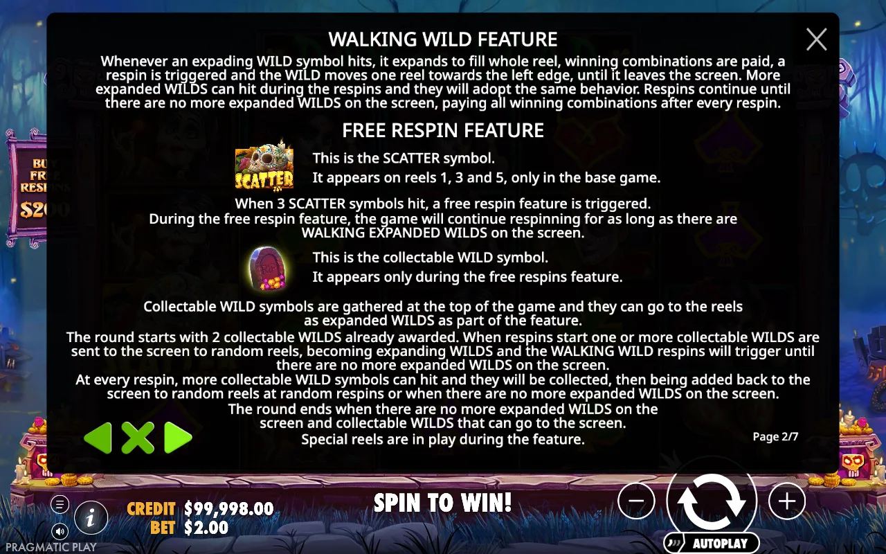 Free respin feature — Day of Dead