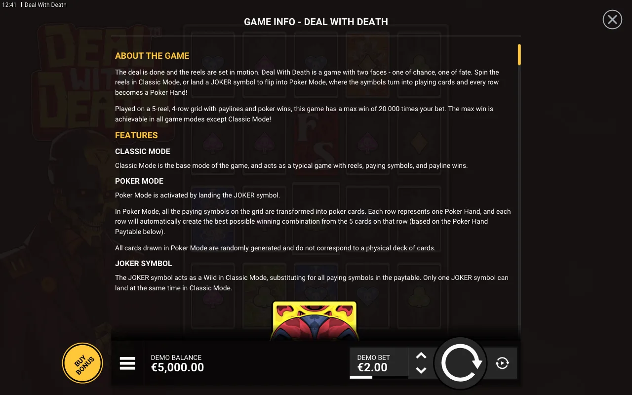Game rules, page 1 — Deal With Death
