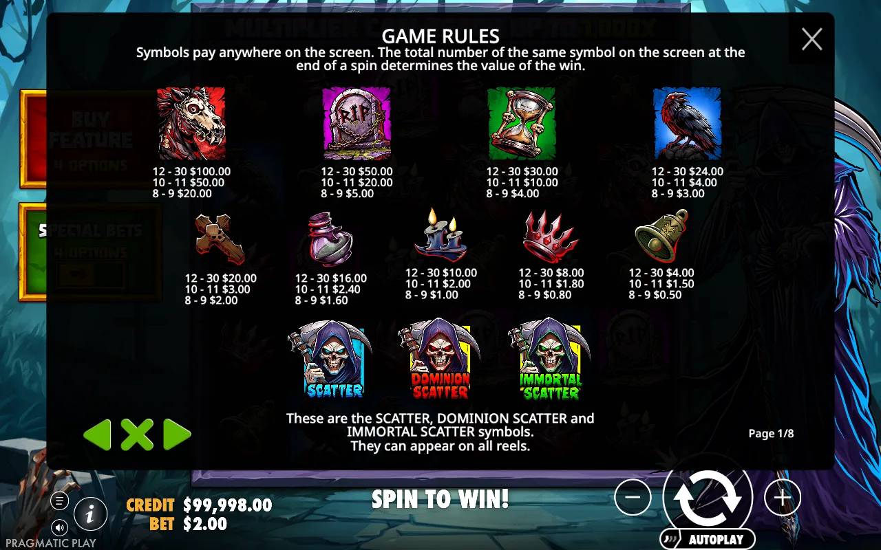 Game rules, page 1 — Death Dominion