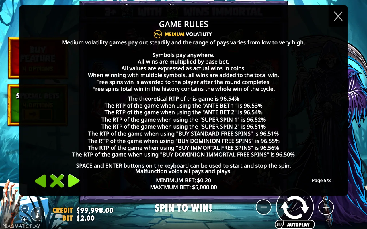 Game rules — Death Dominion