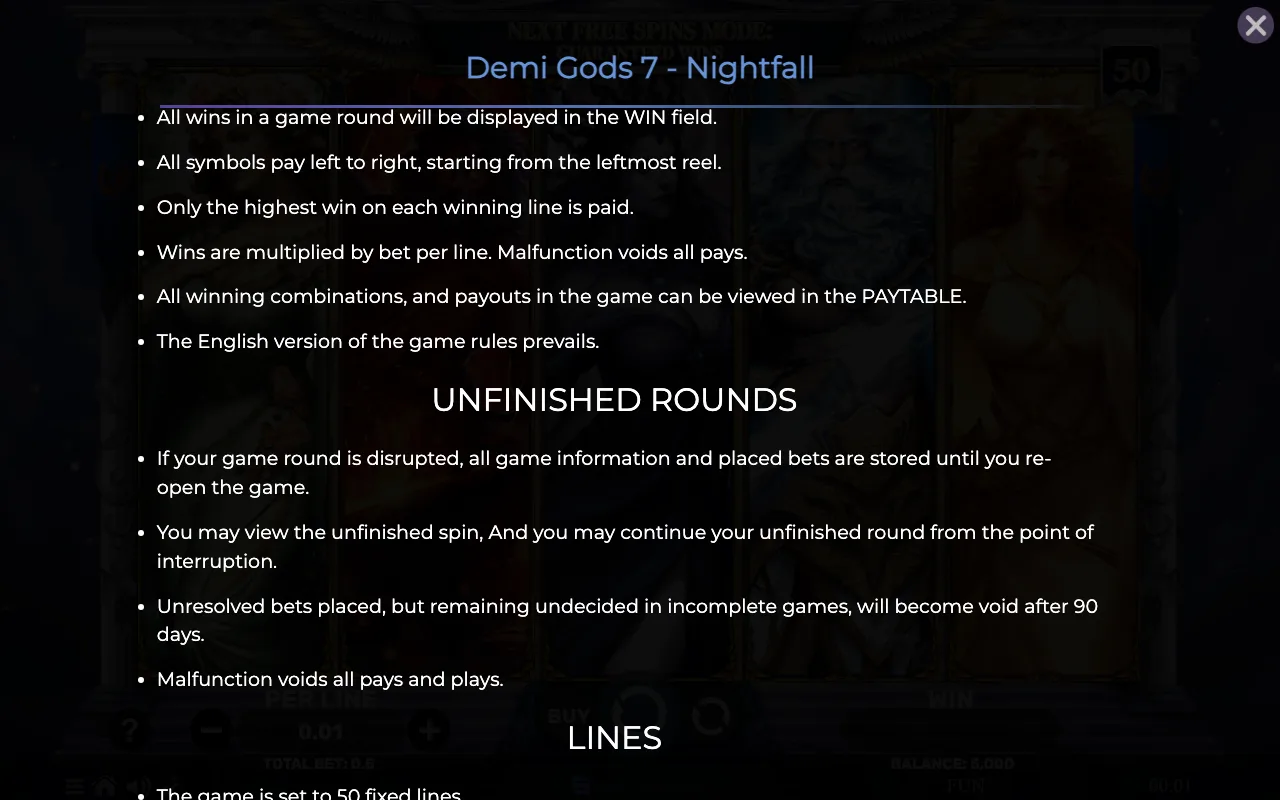 Game rules, page 7 — Demi Gods 7 Nightfall