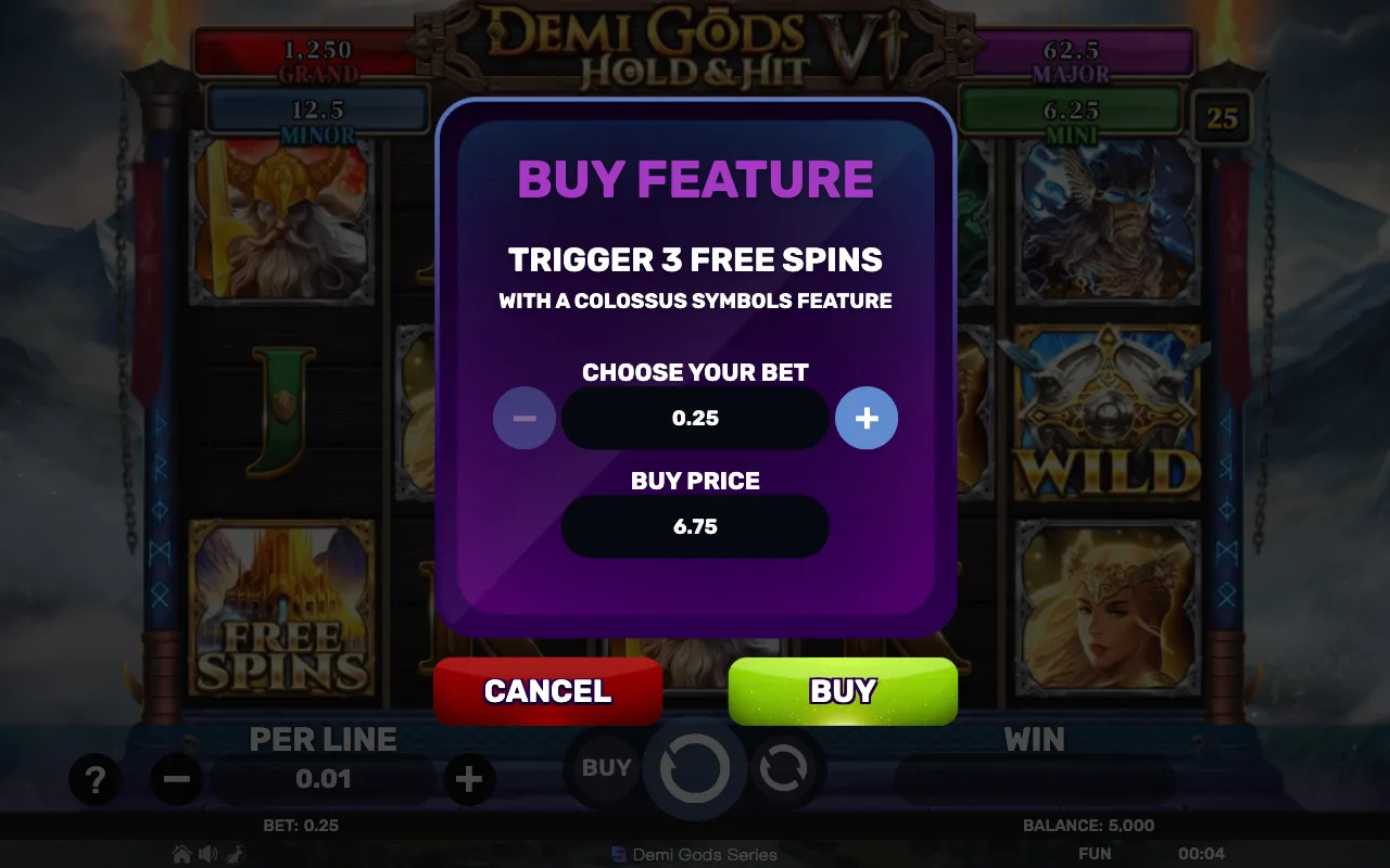 Buying the feature — Demi Gods vi Hold Hit