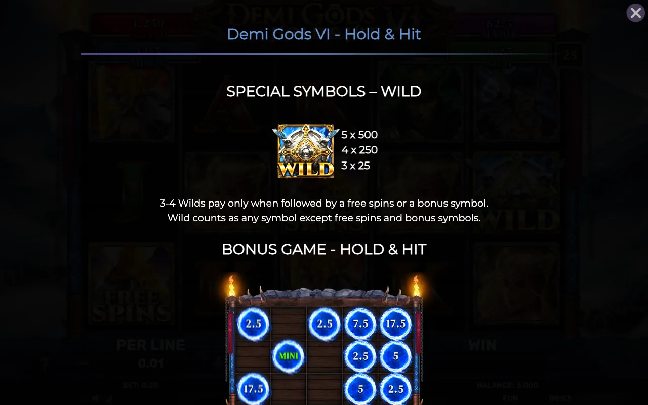 Special symbols - wild — Demi Gods vi Hold Hit