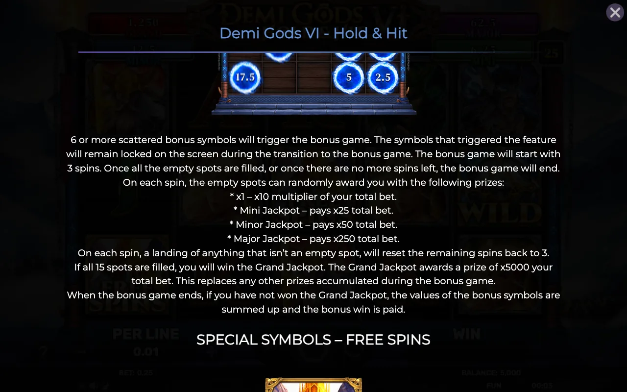 Game rules, page 2 — Demi Gods vi Hold Hit
