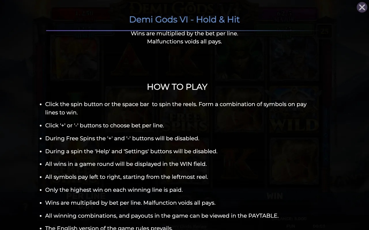 How to play — Demi Gods vi Hold Hit