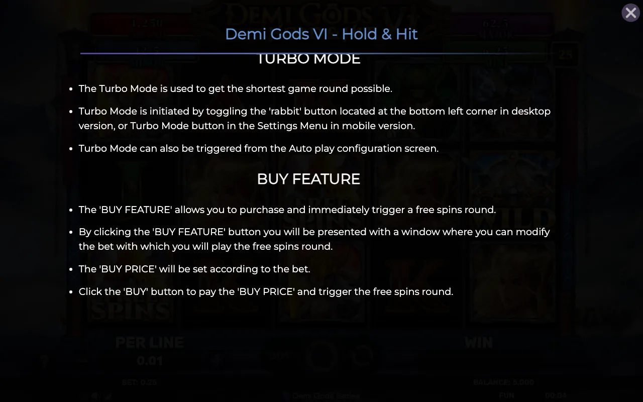 Buy feature — Demi Gods vi Hold Hit