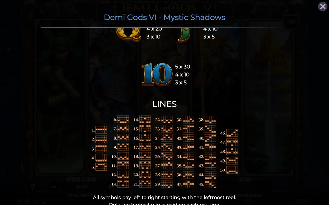 Game rules, page 6 — Demi Gods vi Mystic Shadows
