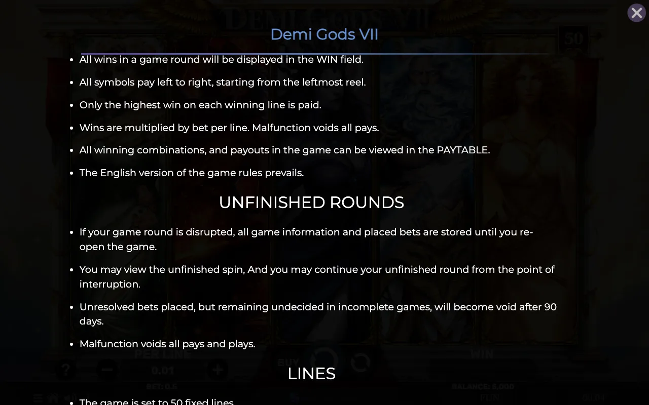 Game rules, page 7 — Demi Gods Vii