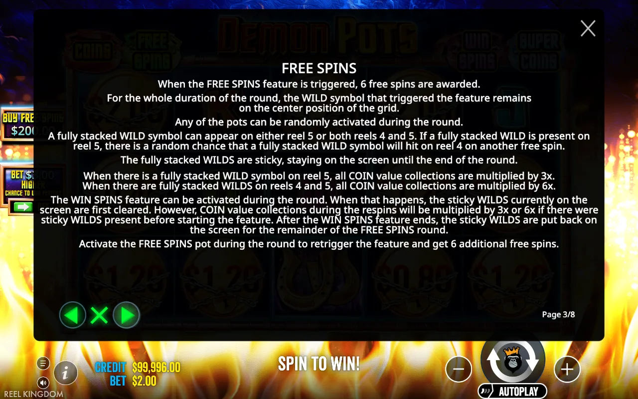 Free spins — Demon Pots