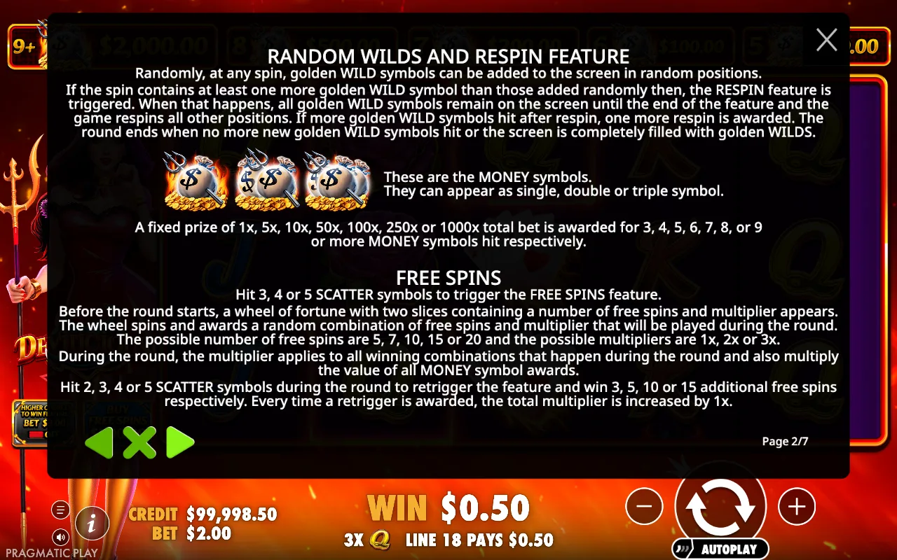 Random wilds and respin feature — Devilicious
