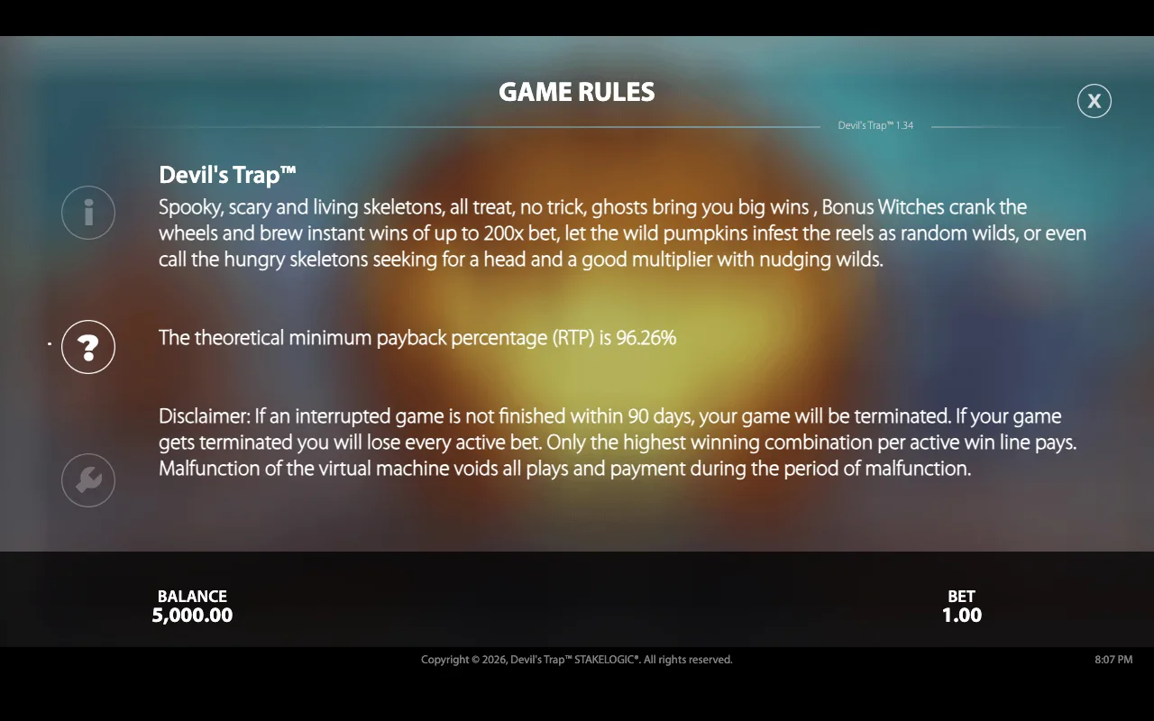 Game rules - - — Devils Trap