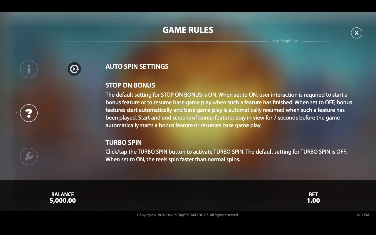 Game rules, page 6 — Devils Trap
