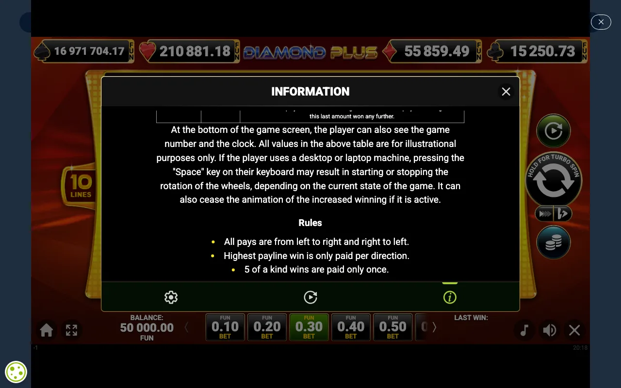 Game rules, page 6 — Diamond Plus