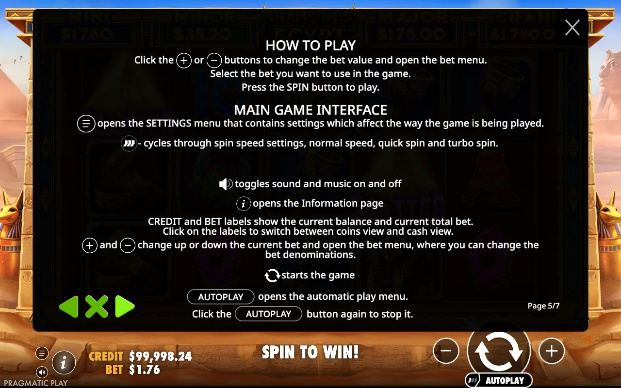 How to play — Diamonds of Egypt
