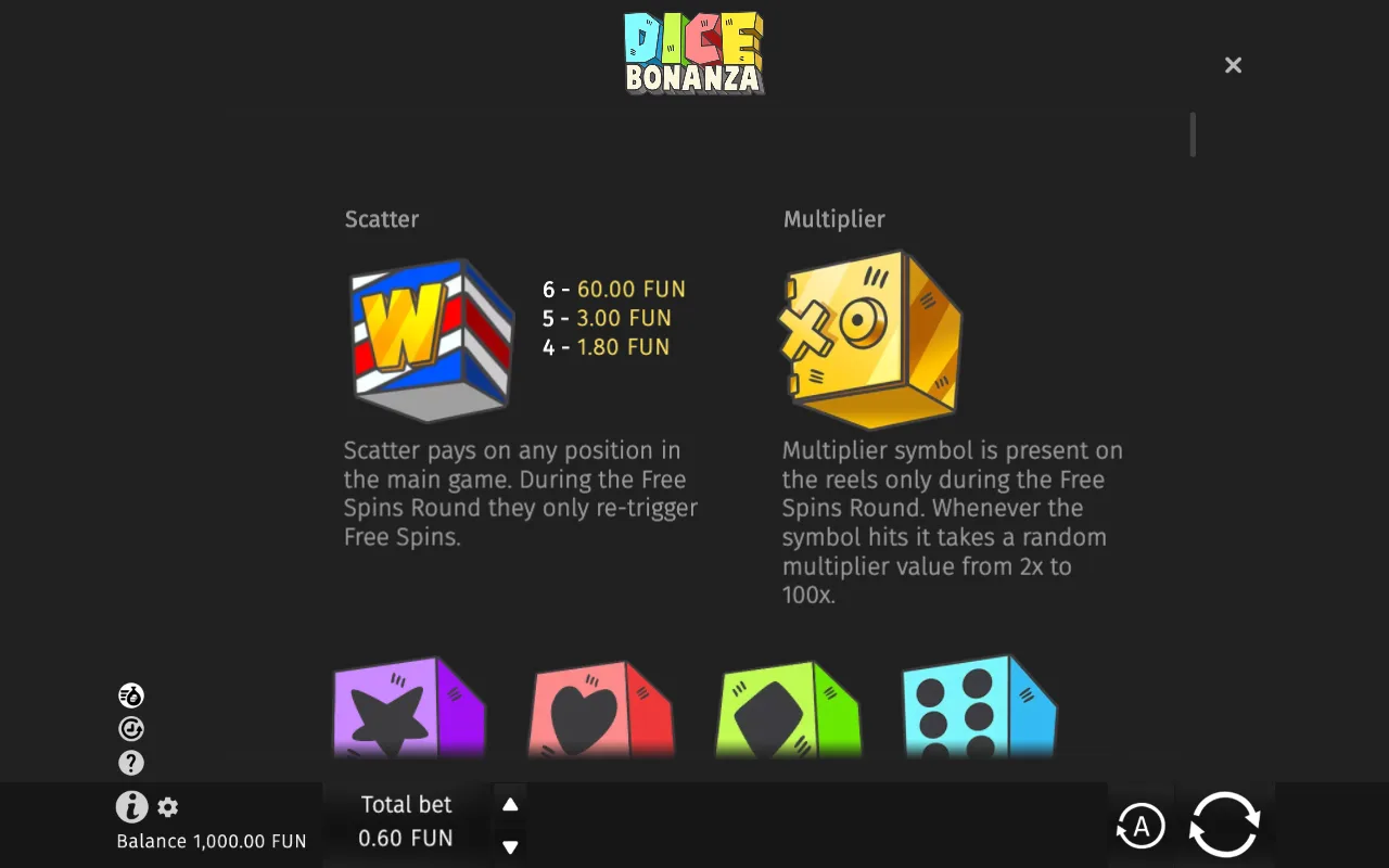 Game rules, page 1 — Dice Bonanza