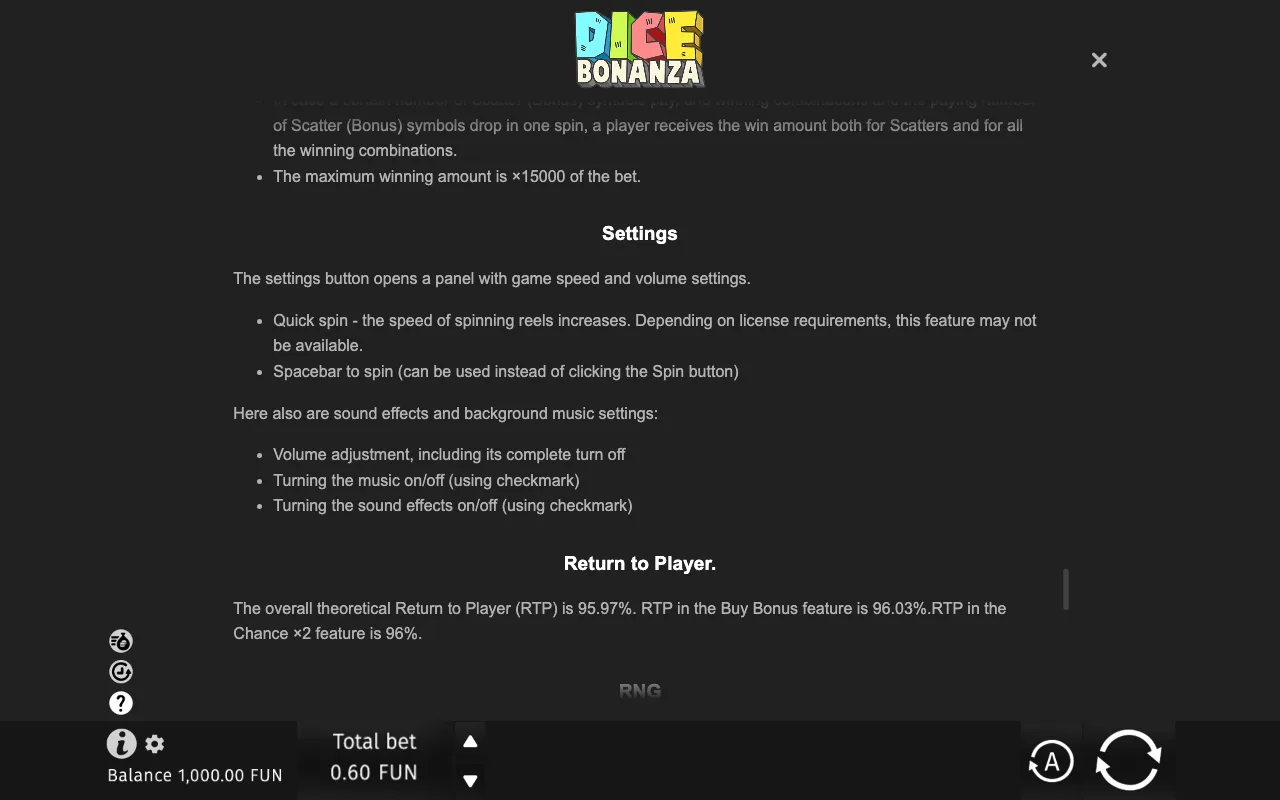 Game rules, page 10 — Dice Bonanza