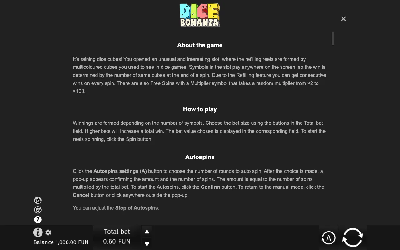 Game rules, page 6 — Dice Bonanza
