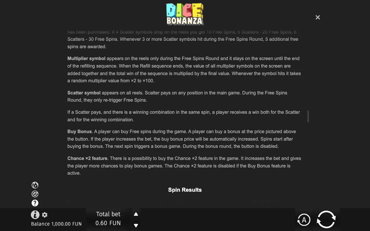 Game rules, page 8 — Dice Bonanza