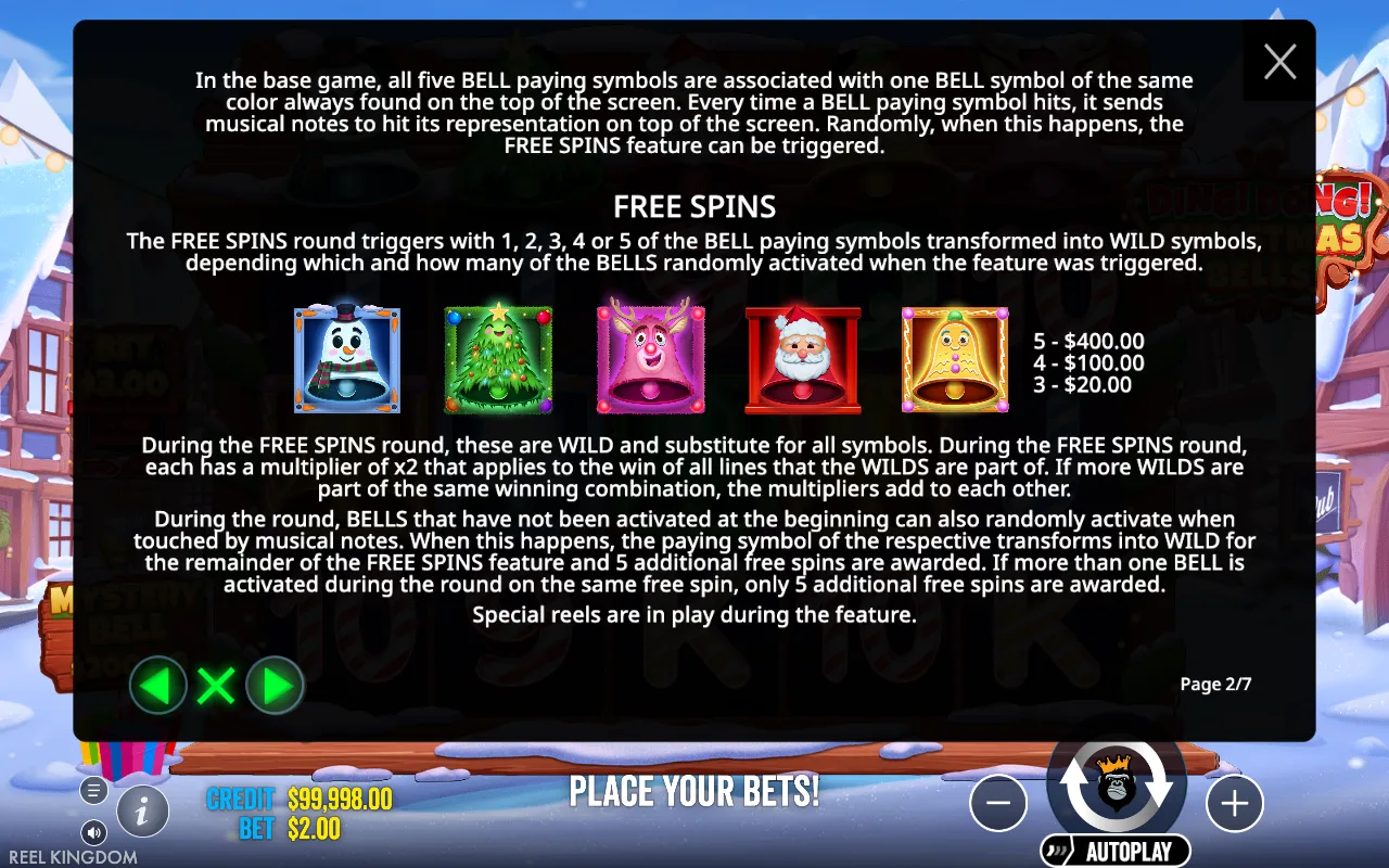 Free spins — Ding Dong Christmas Bells