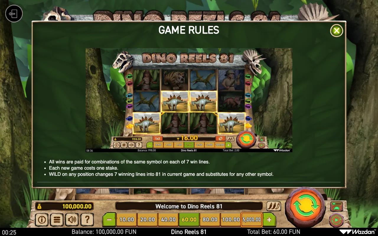 Game rules, page 2 — Dino Reels 81
