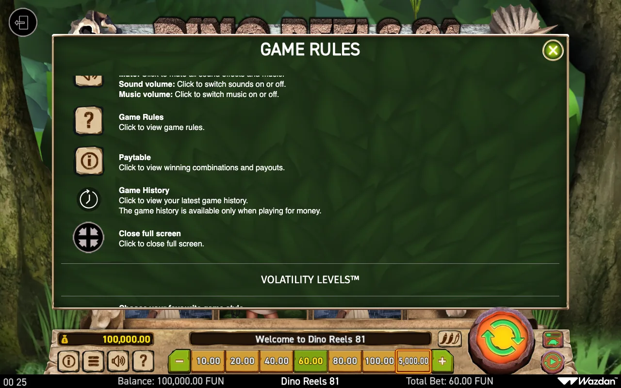 Game rules, page 6 — Dino Reels 81