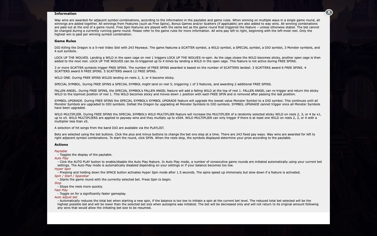 Game rules, page 2 — Dio – Killing the Dragon