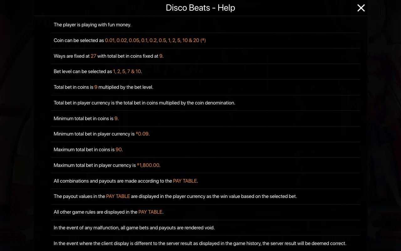 Game rules, page 1 — Disco Beats