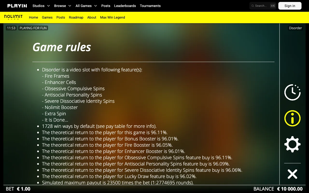Game rules, page 1 — Disorder