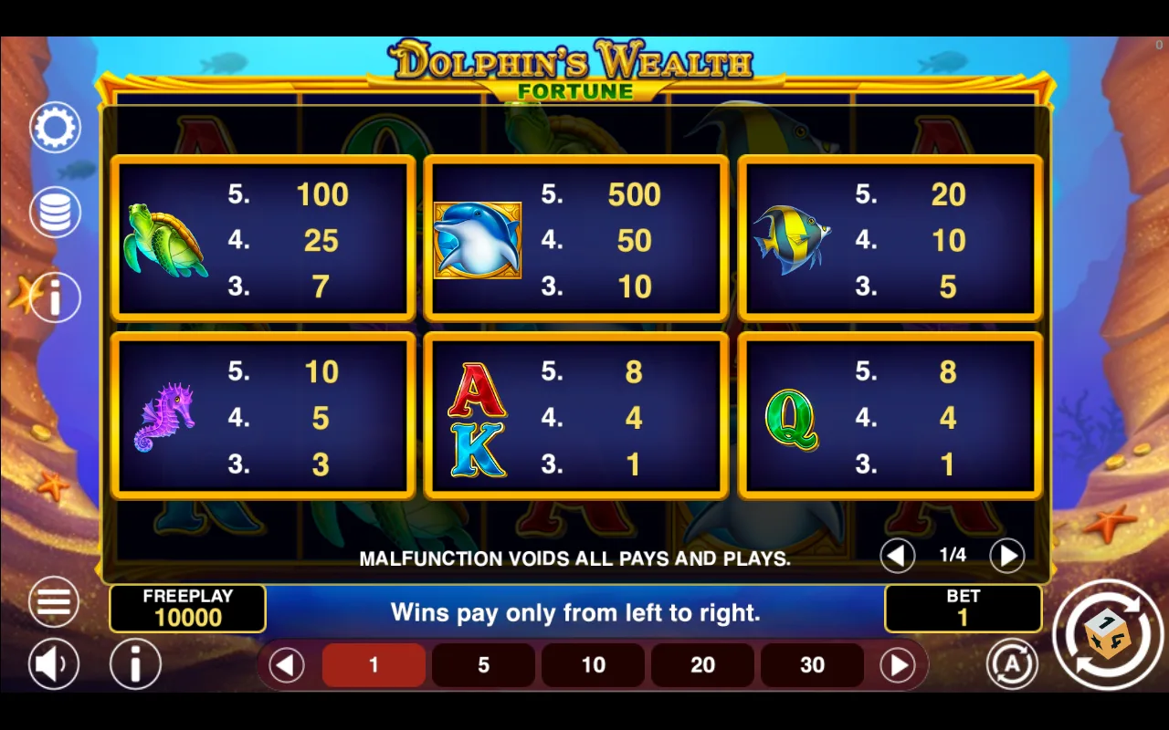 Game rules, page 1 — Dolphins Wealth Fortune