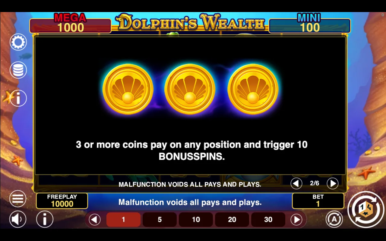 Game rules, page 2 — Dolphins Wealth Win Spins