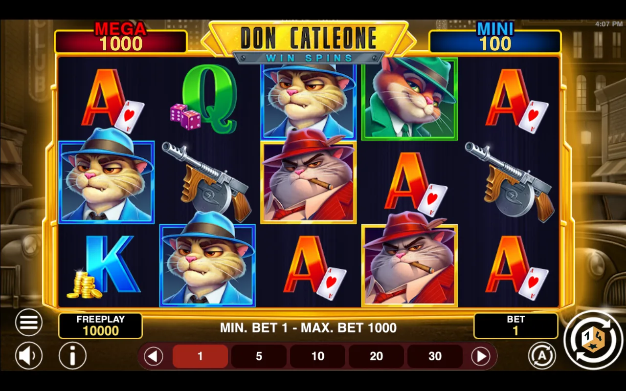 The base game — Don Cat Leone Win Spins