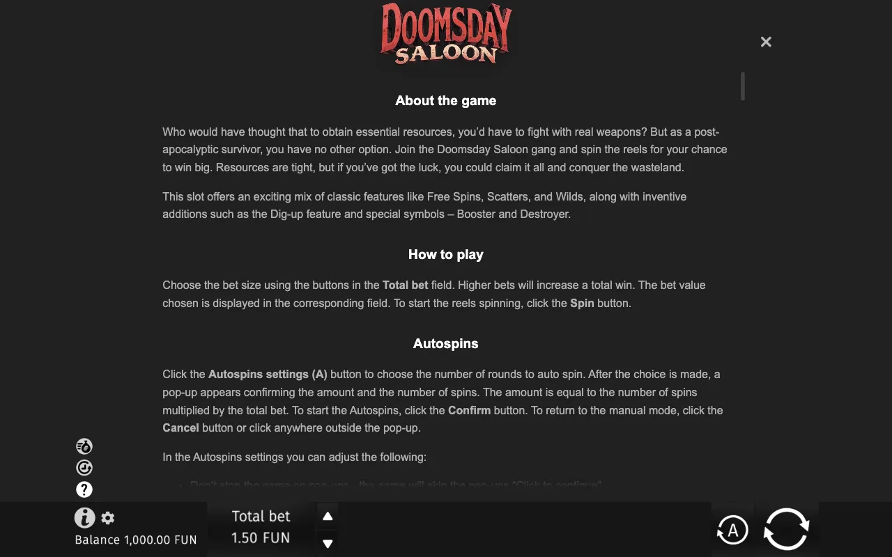 Game rules, page 6 — Doomsday Saloon
