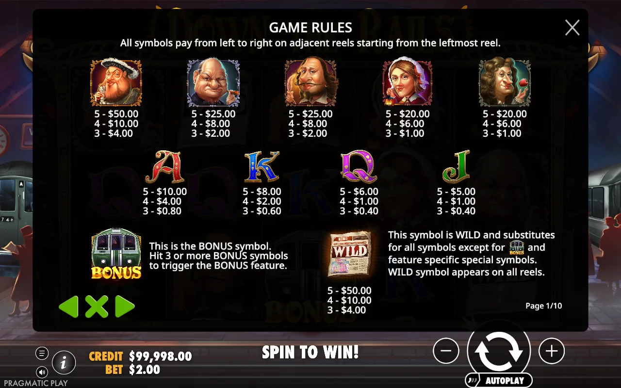 Game rules, page 1 — Down the Rails