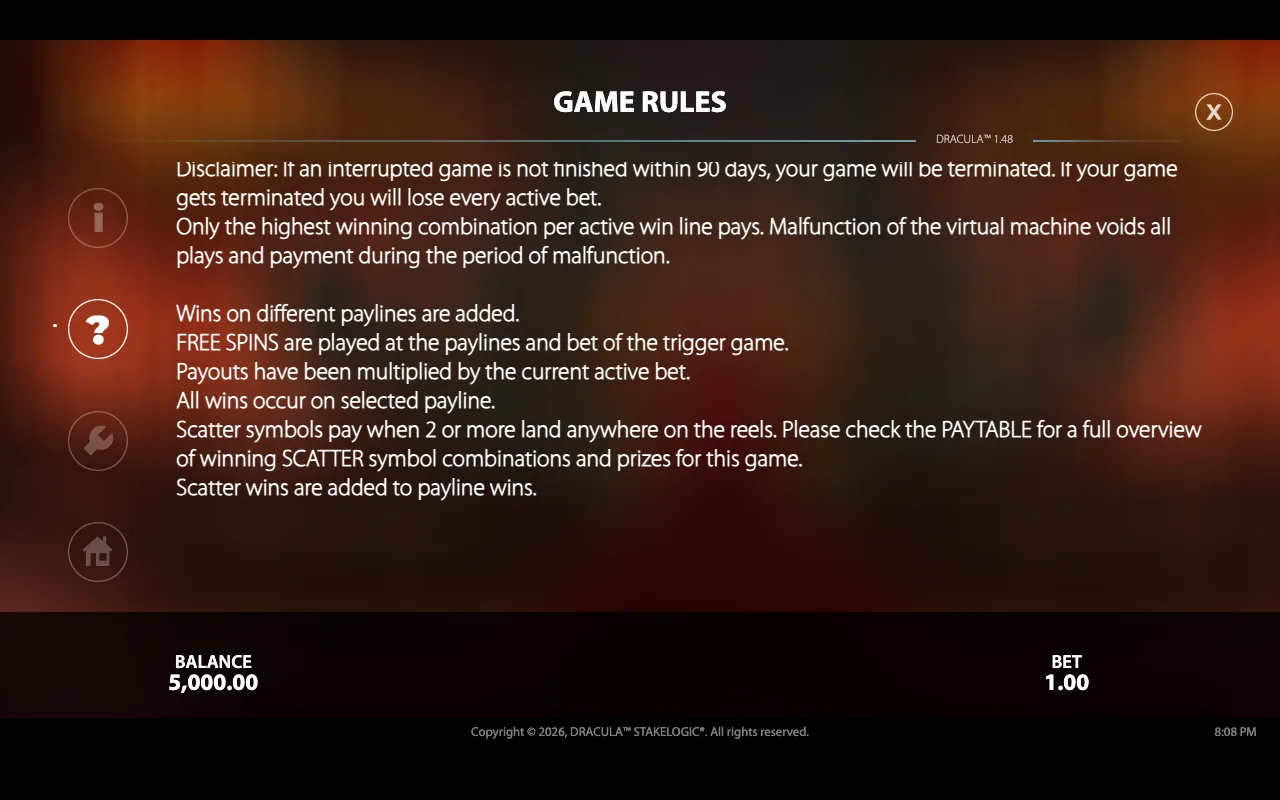 Game rules — Dracula