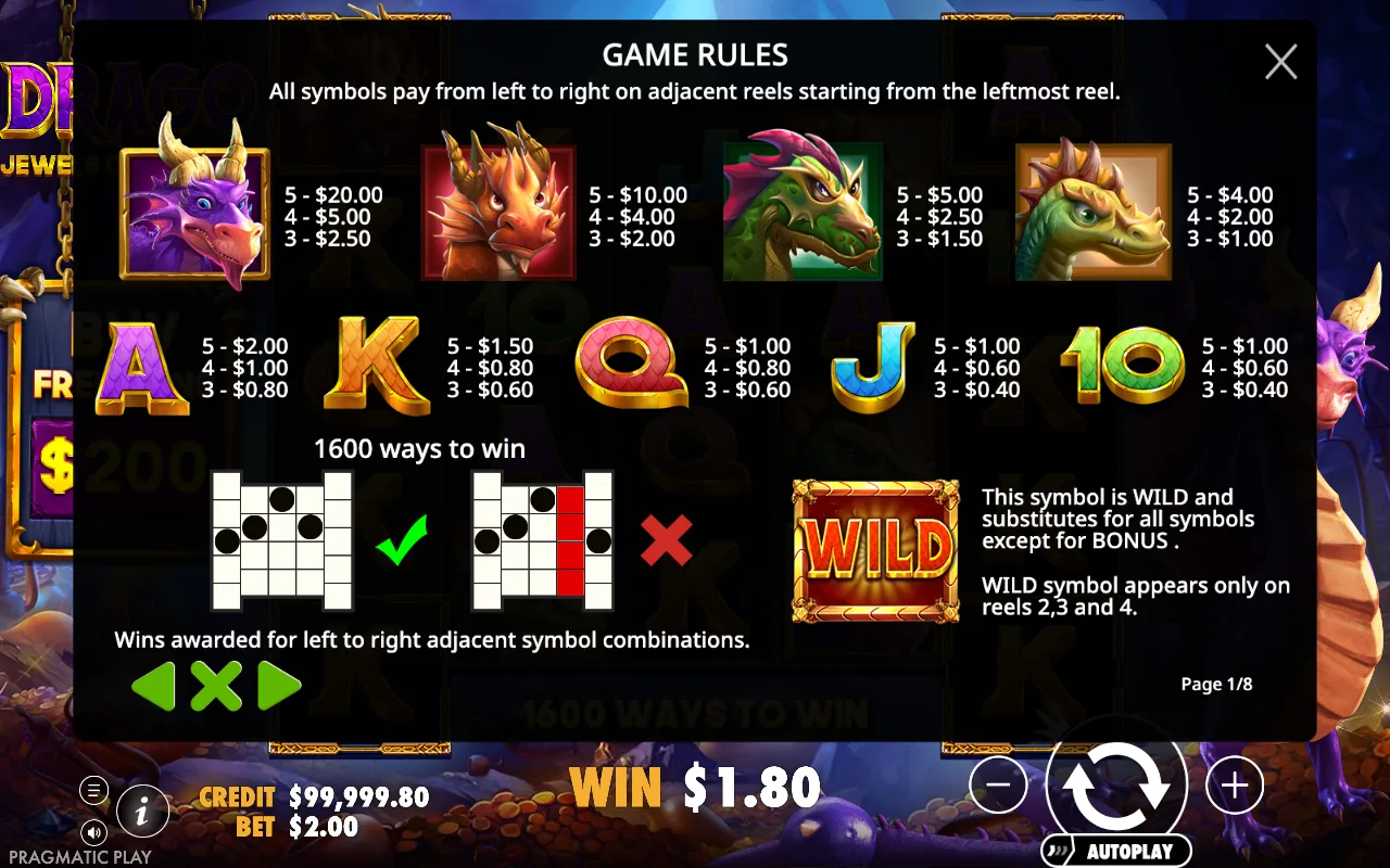 Game rules, page 1 — Drago - Jewels of Fortune