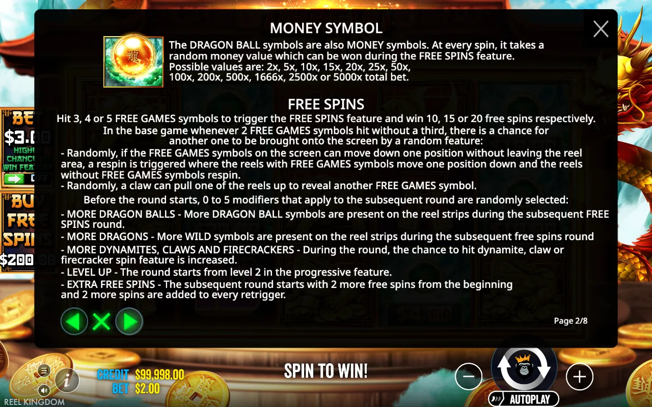Free spins — Dragon Gold 88
